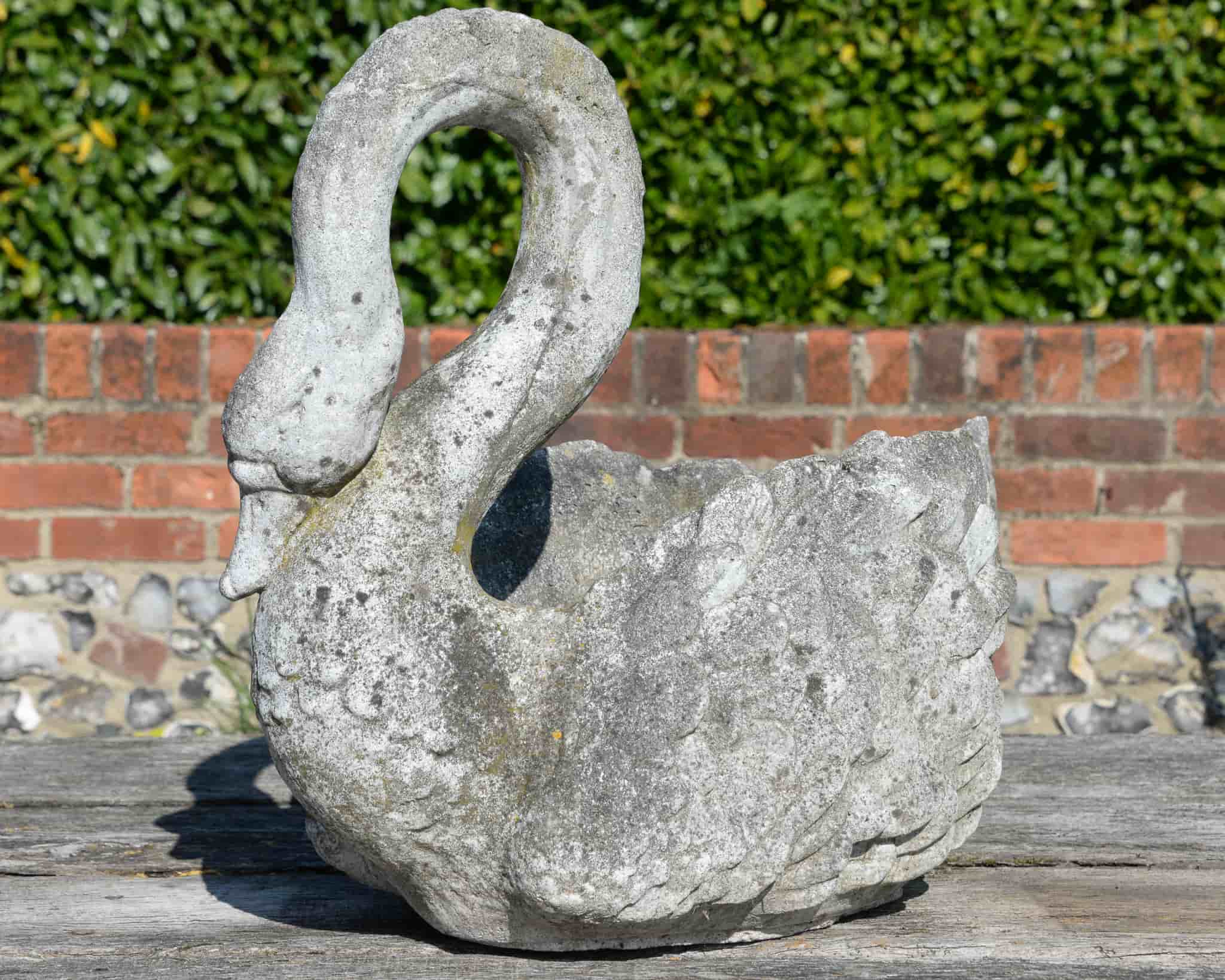 Pair of Composite Stone Swans gallery image 1