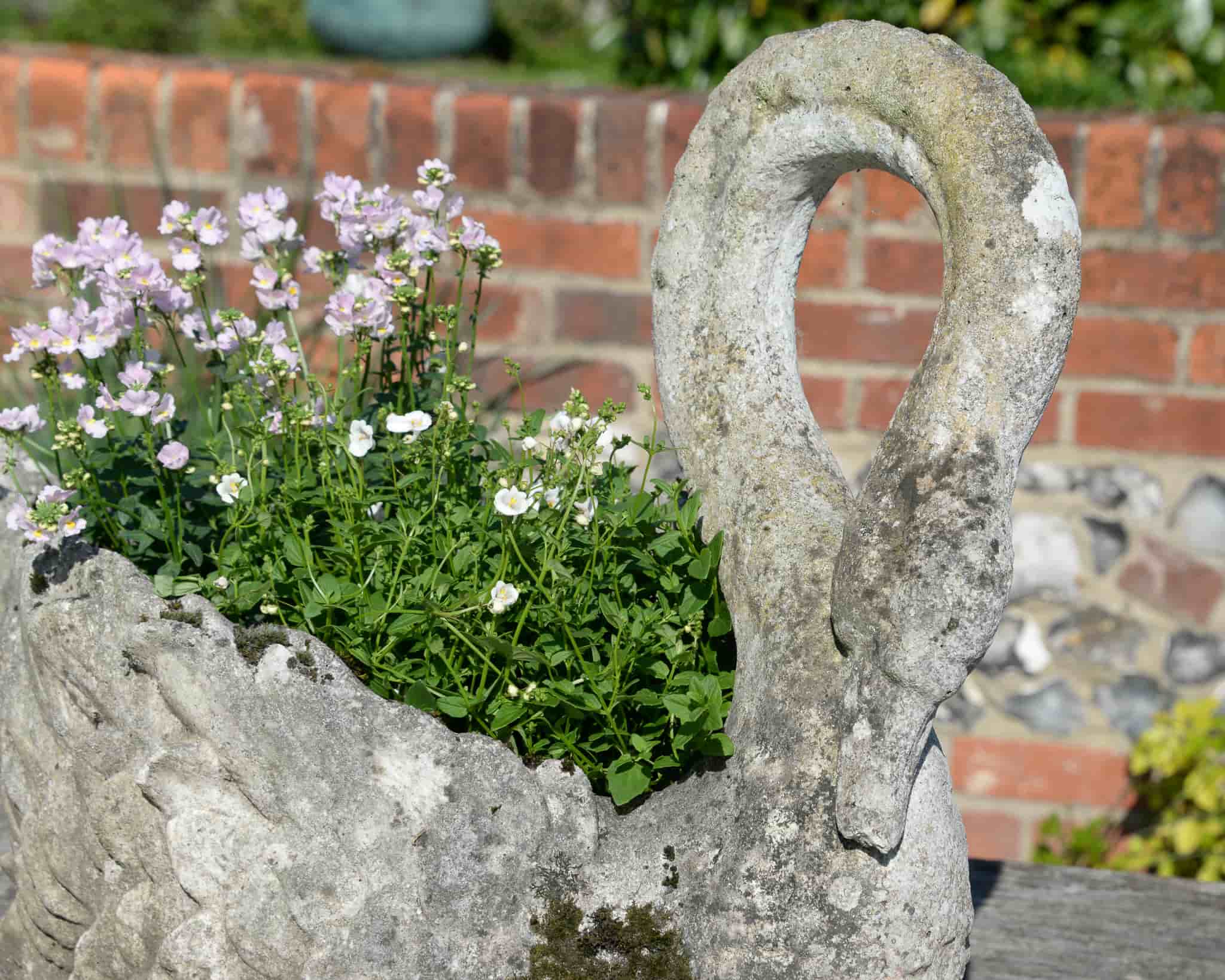 Pair of Composite Stone Swans gallery image 6