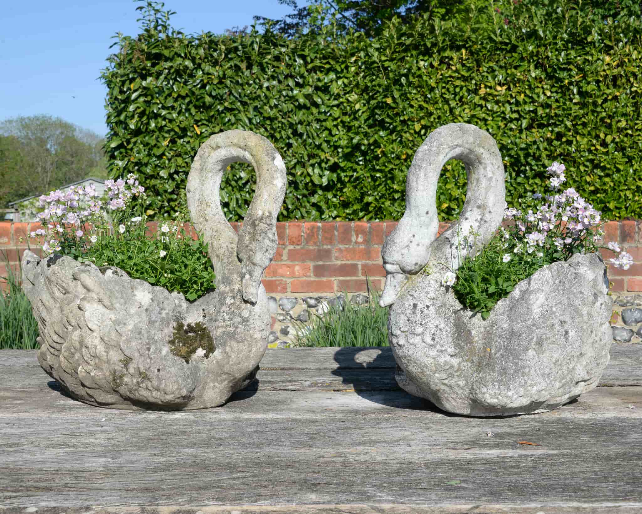 Pair of Composite Stone Swans gallery image 8