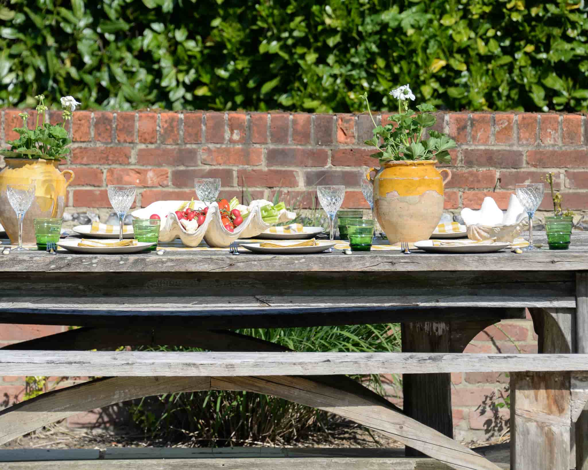 Teak Garden Table for 10 and 2 teak benches gallery image 3