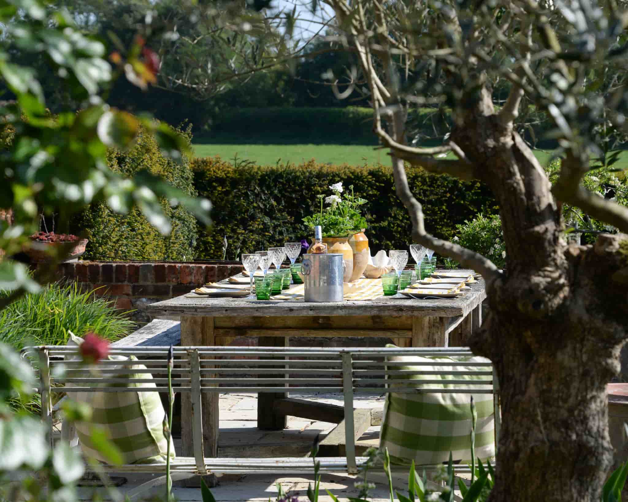 Teak Garden Table for 10 and 2 teak benches gallery image 5
