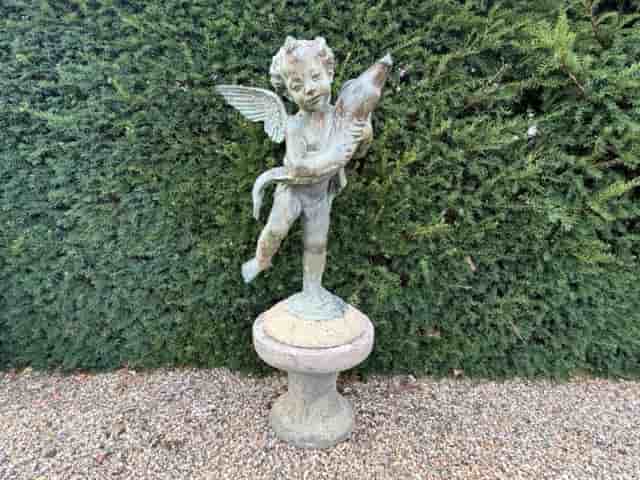 Bronze-Resin Putti Garden Sculpture gallery image 1