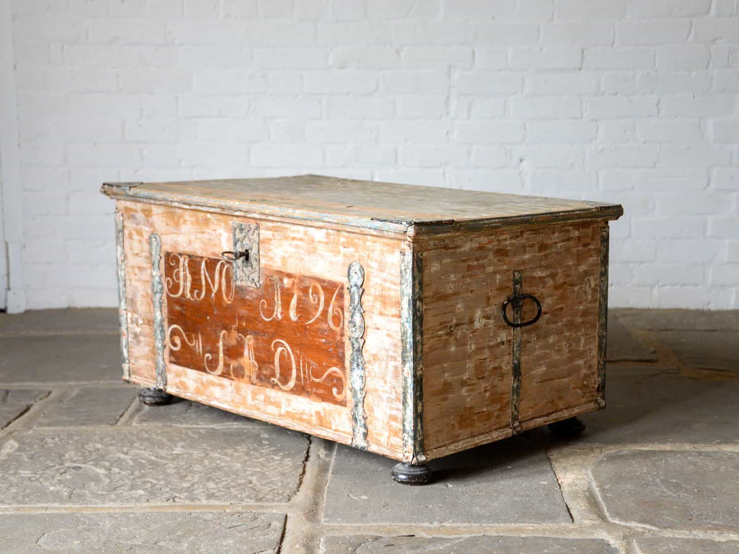 Swedish marriage chest painted