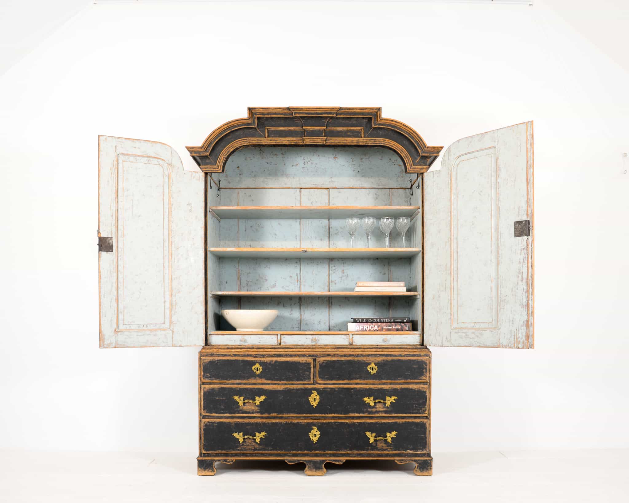 Swedish baroque 18th century two tier cupboard