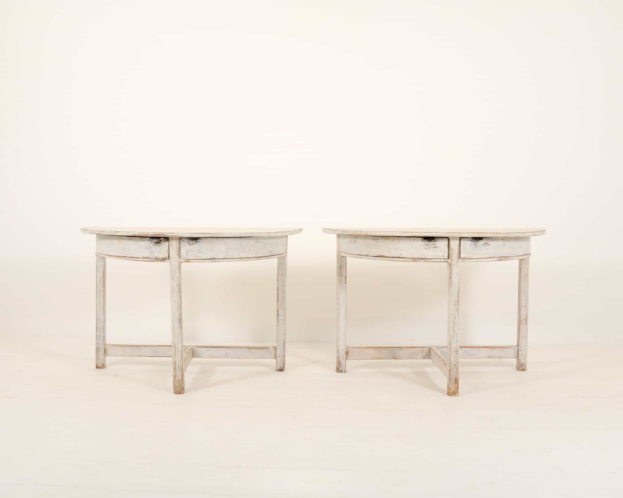 Pair of Swedish demi-lune tables
