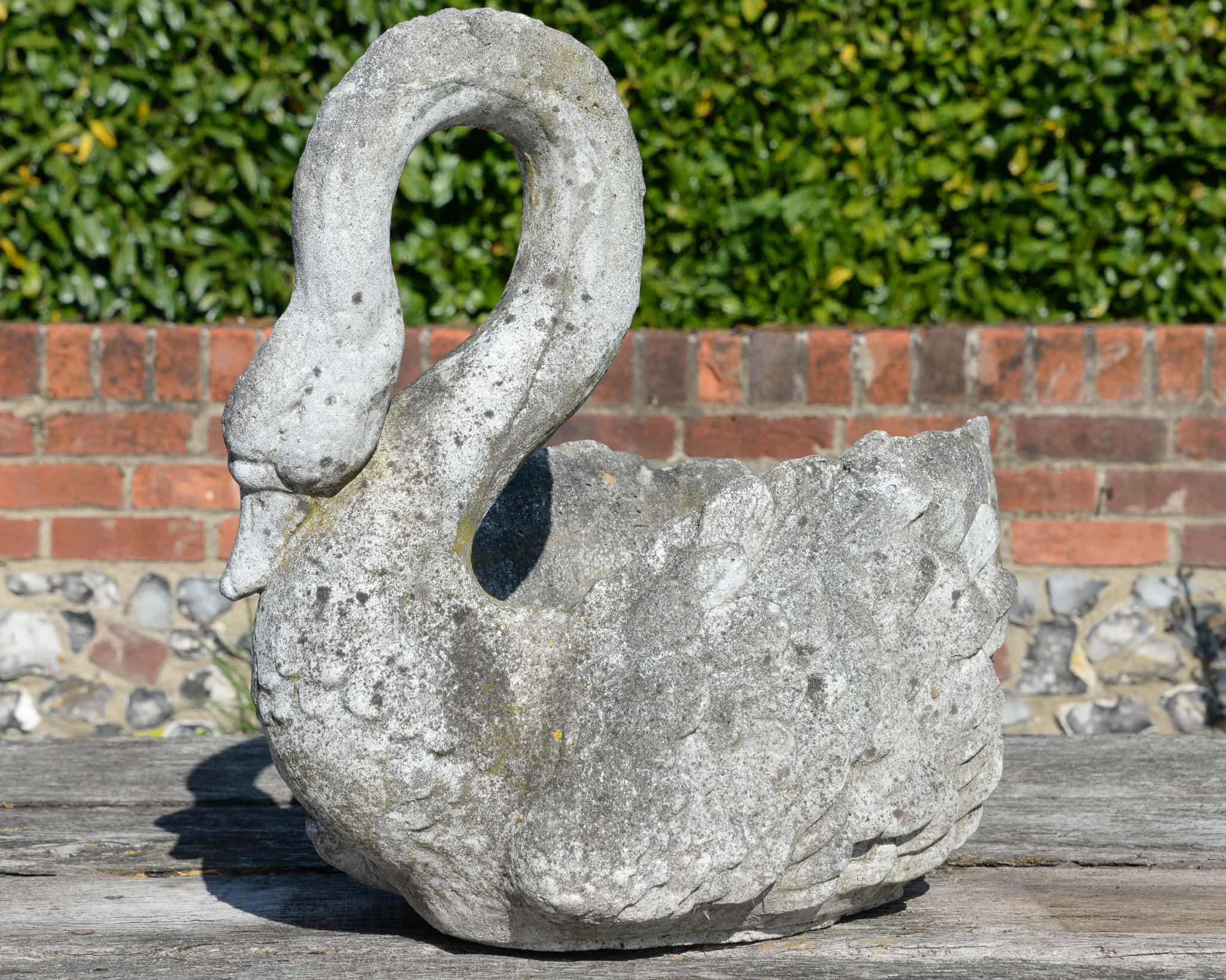 Composite stone swan planters