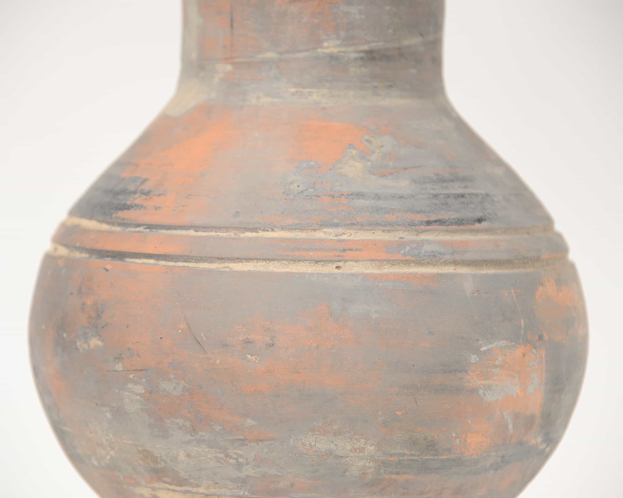 A late 18th century terracotta vase table lamp