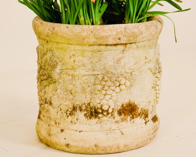 Pair of stone planters with grape design gallery image 4