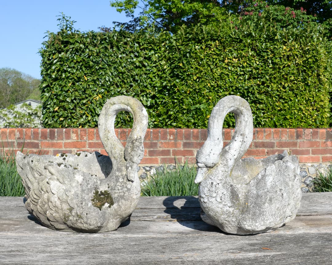 Pair of Composite Stone Swans main image