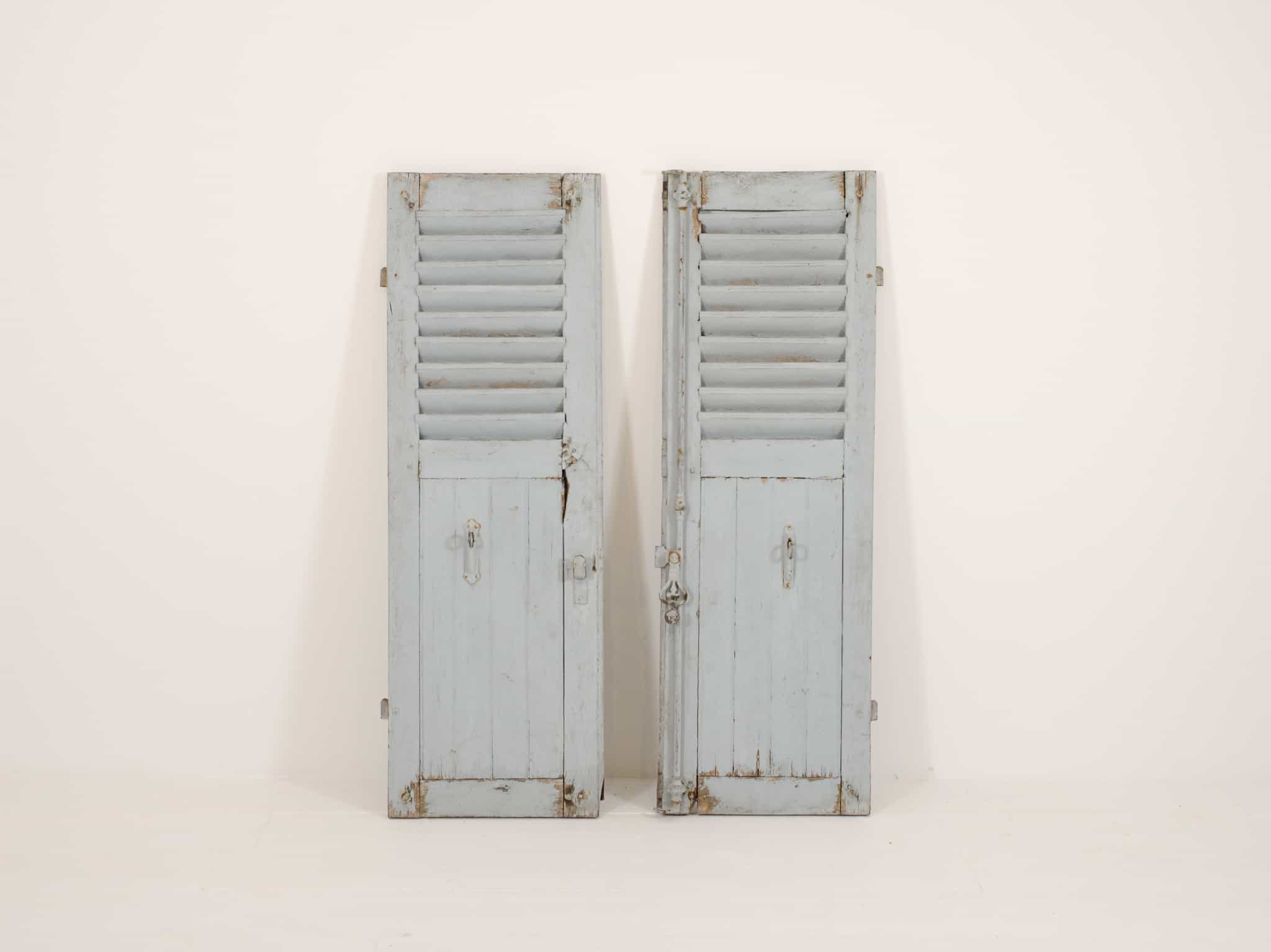 Pair of French louvered window shutters