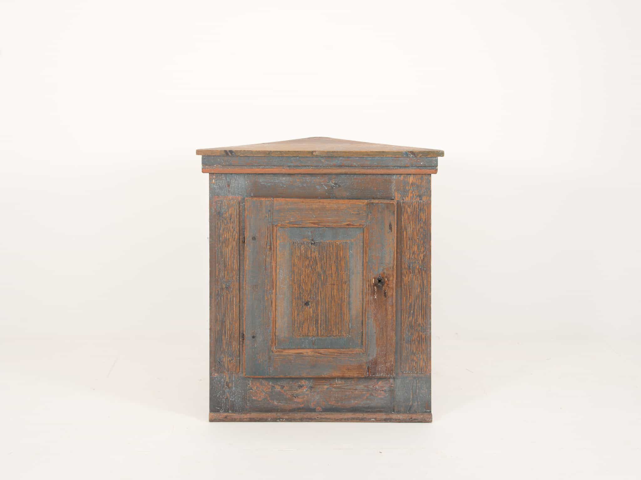 Swedish Scraped Paint Corner Cupboard main image