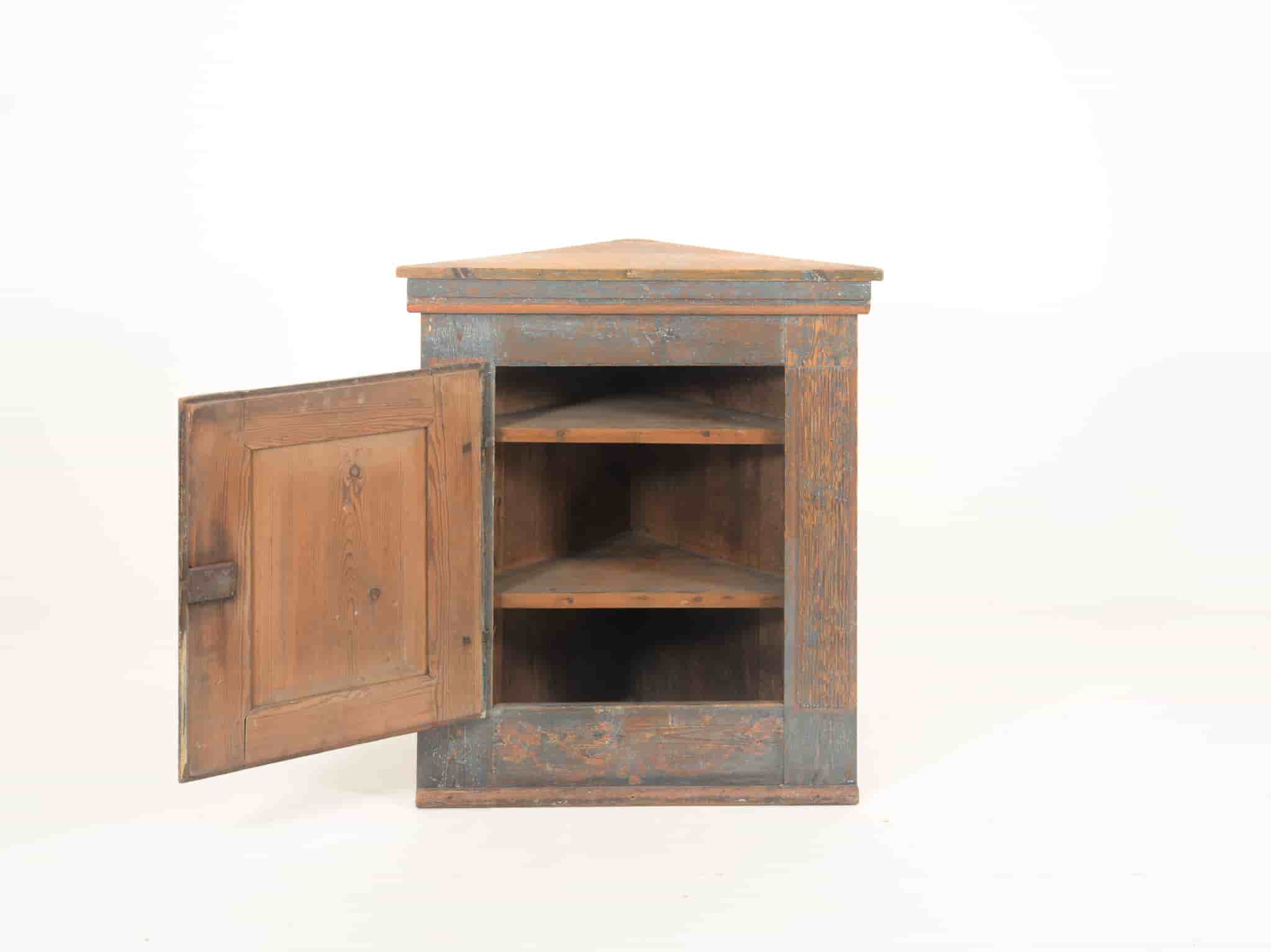Swedish Scraped Paint Corner Cupboard gallery image 2