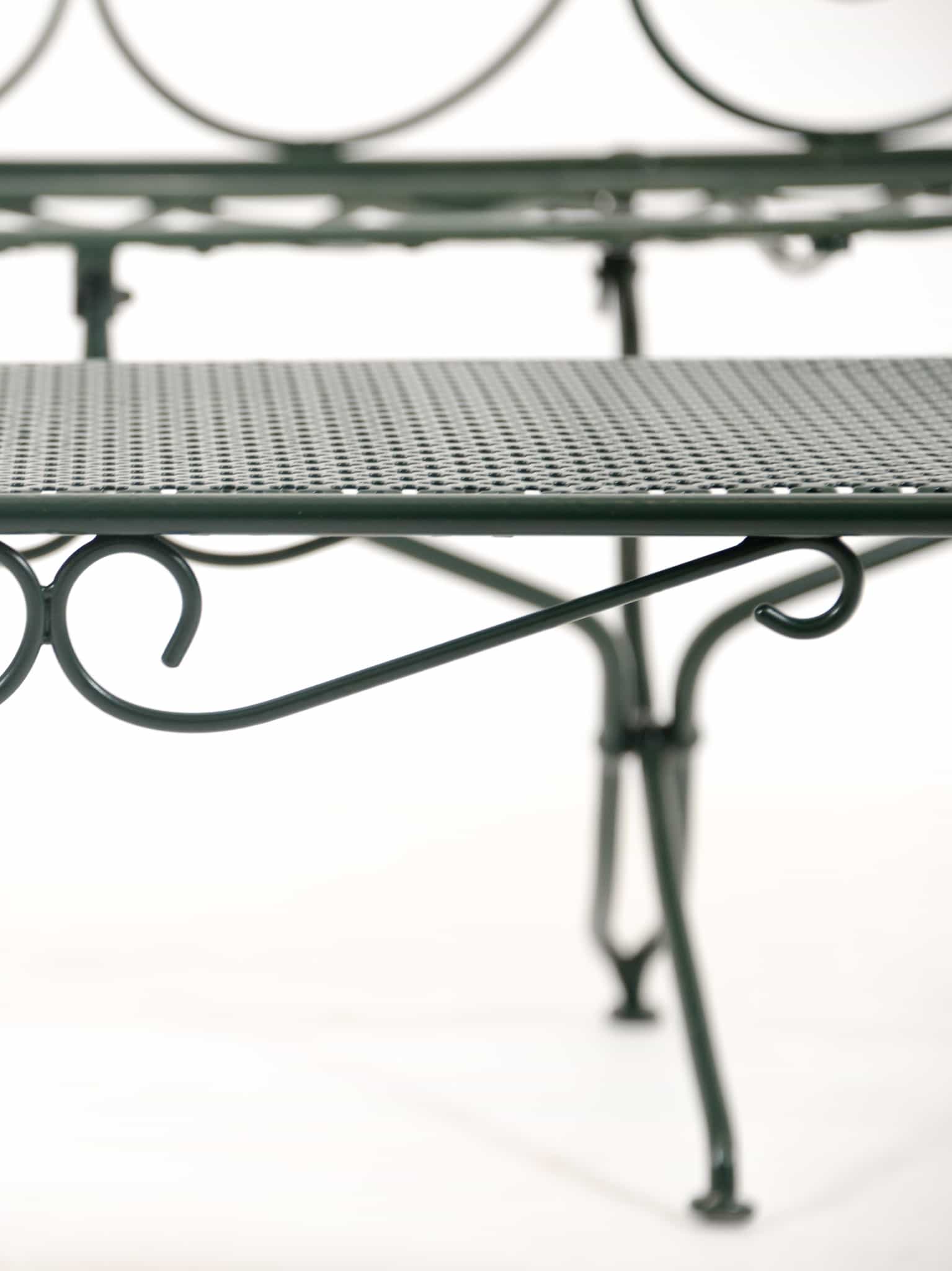 Wrought iron garden bench and table