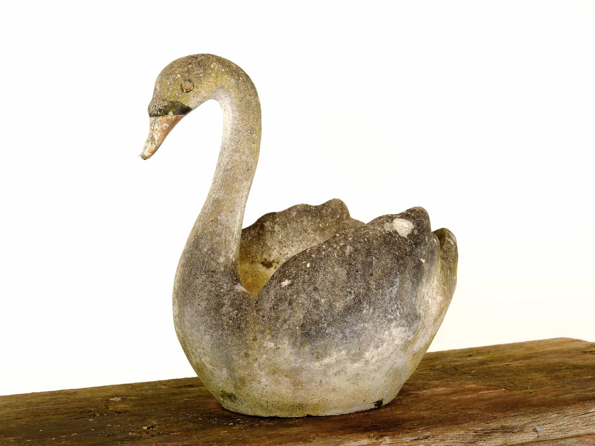 Composite stone swan planter