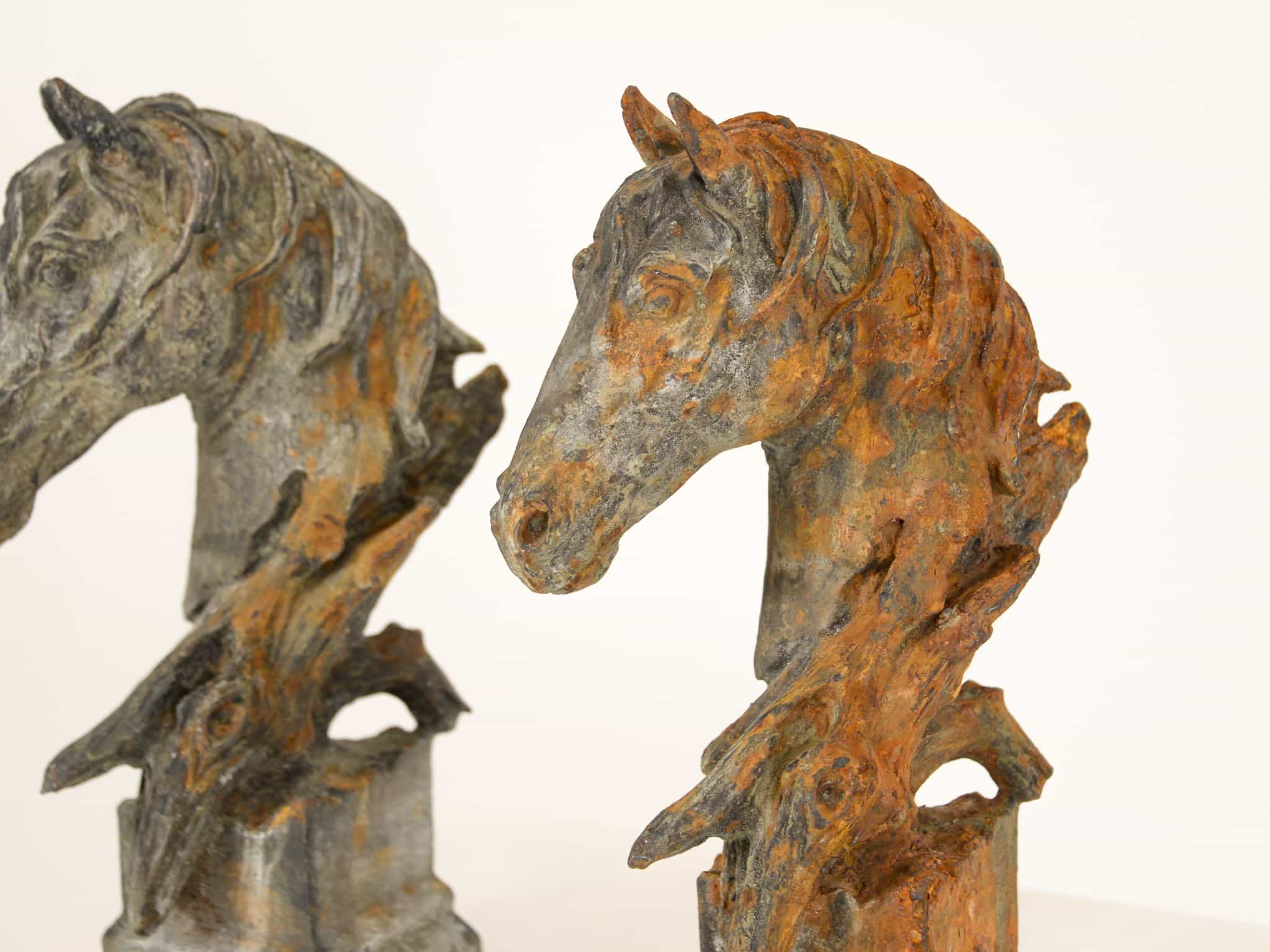 Pair of cast iron horse heads