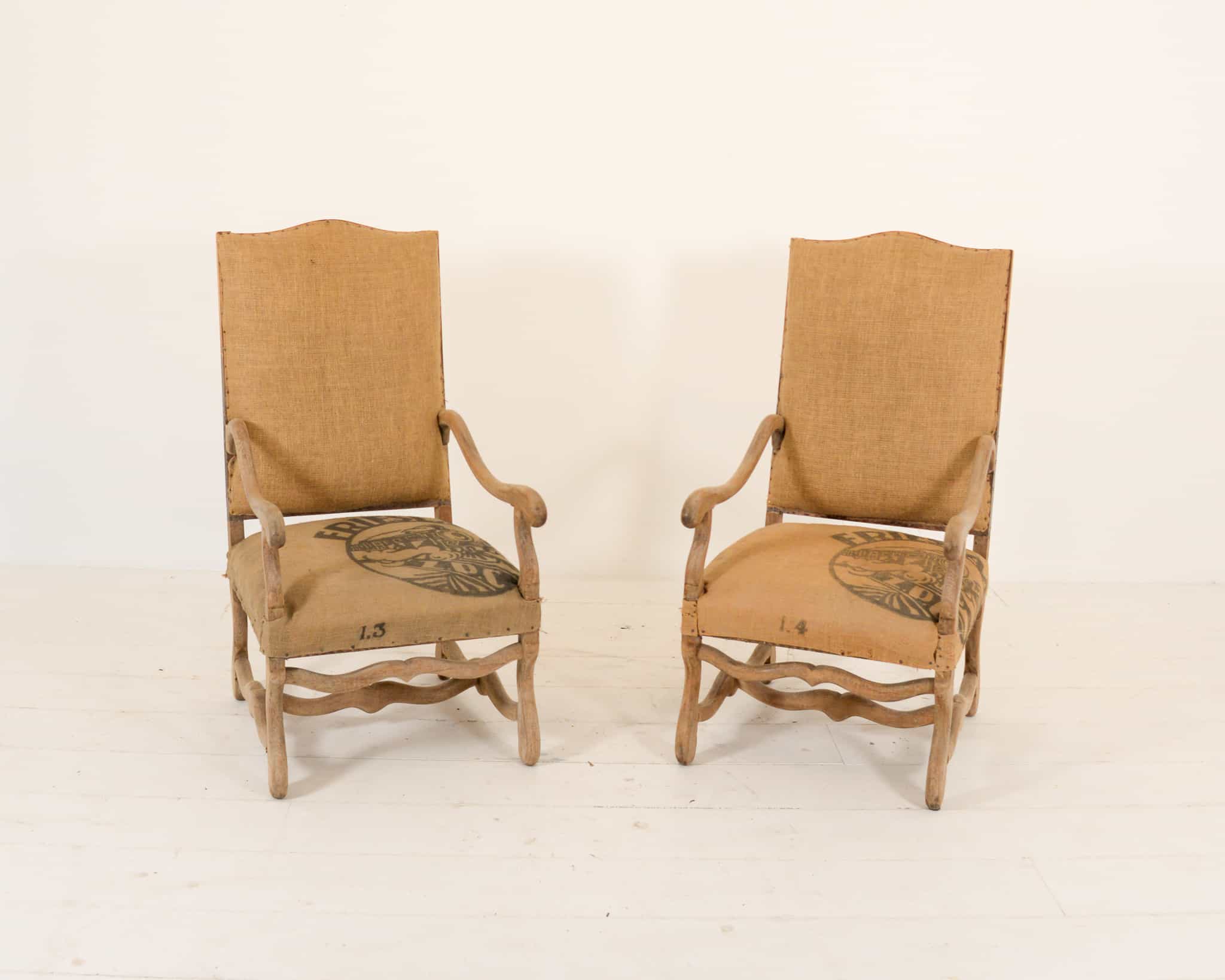 Pair of 19th century walnut armchairs
