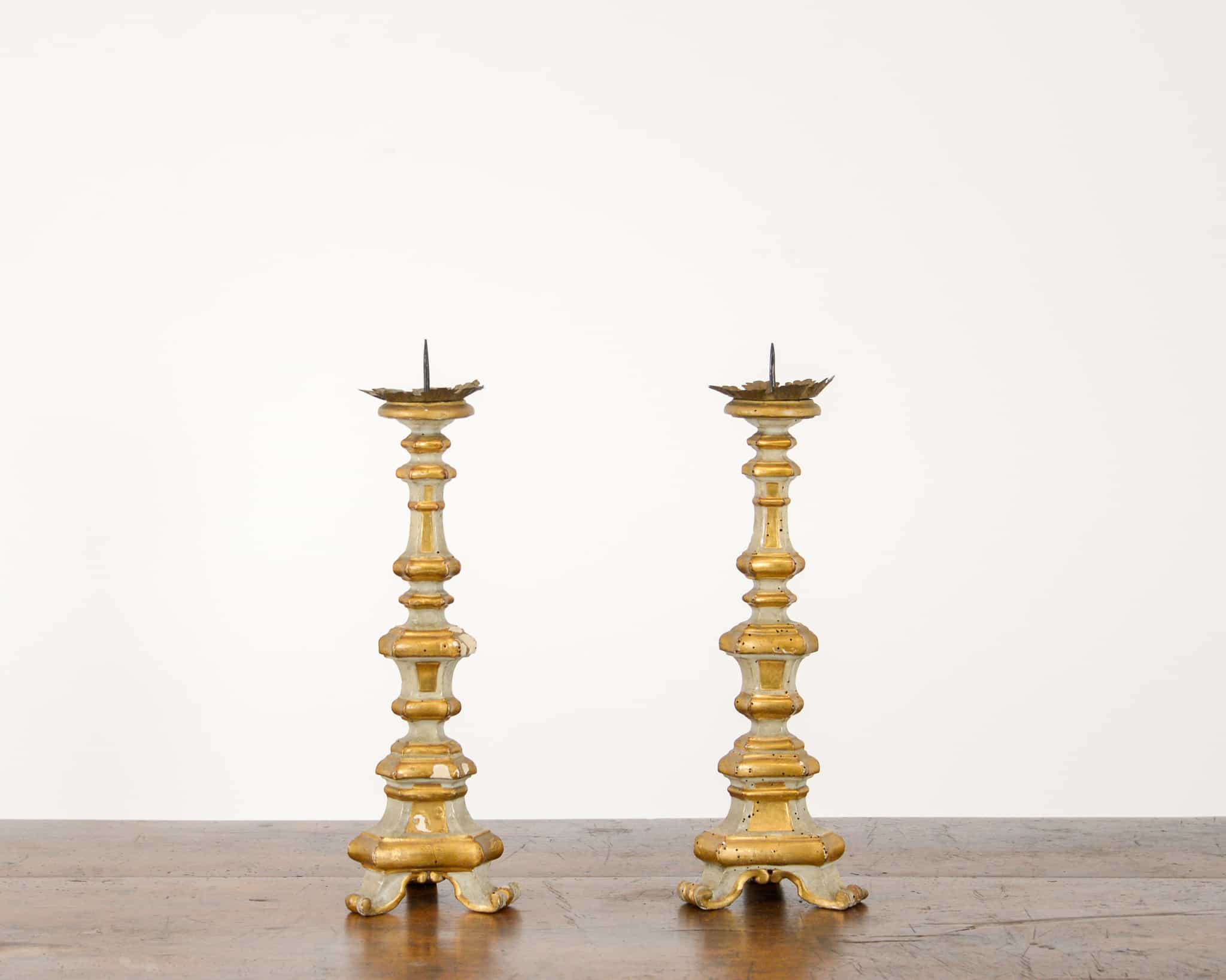 Pair of wooden candlesticks