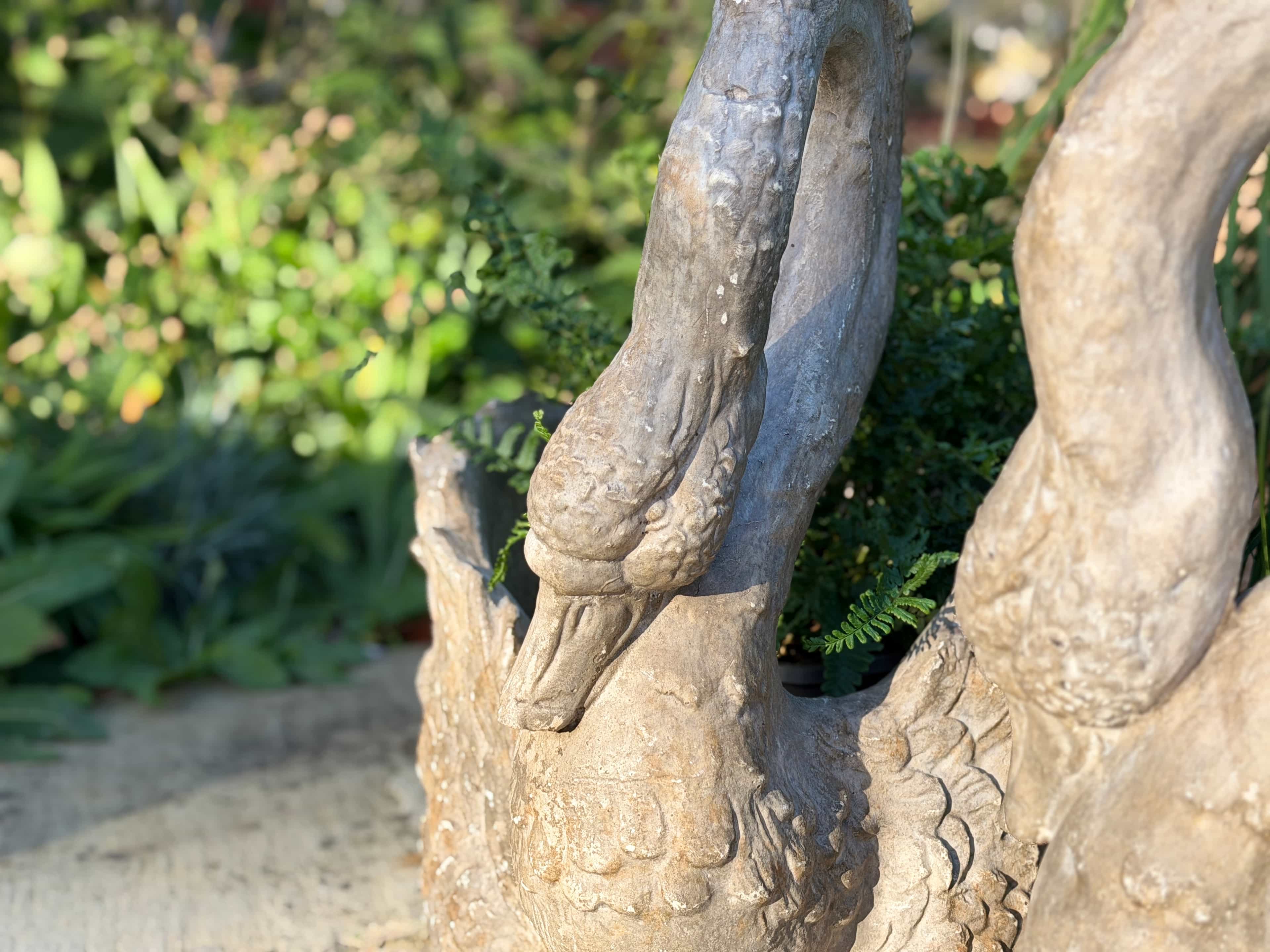 Pair of garden swan planters